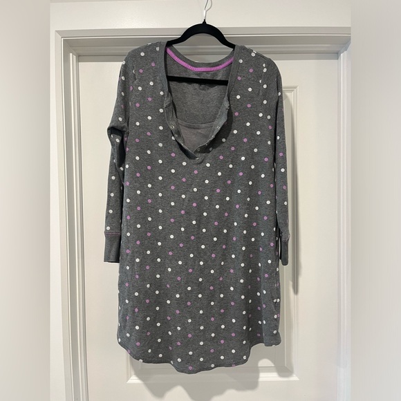 THYME MATERNITY nursing grey polka dot sleep shirt , size XXL - Picture 1 of 4